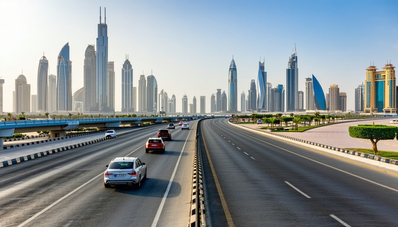 Scenic view of Dubai roads with seamless traffic flow